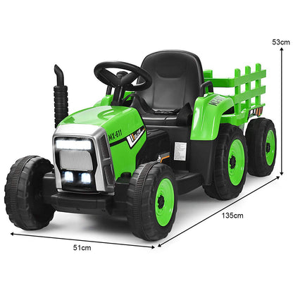 Tractor Electrico para Niños con Remolque, 3 Velocidades y Control Remoto