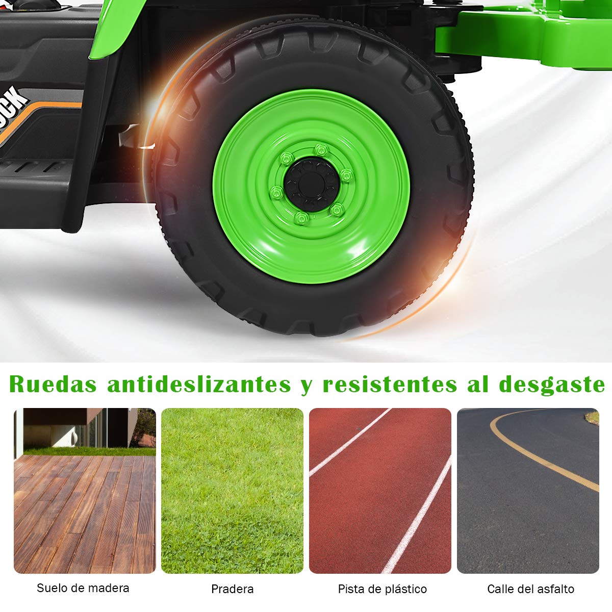 Tractor Electrico para Niños con Remolque, 3 Velocidades y Control Remoto