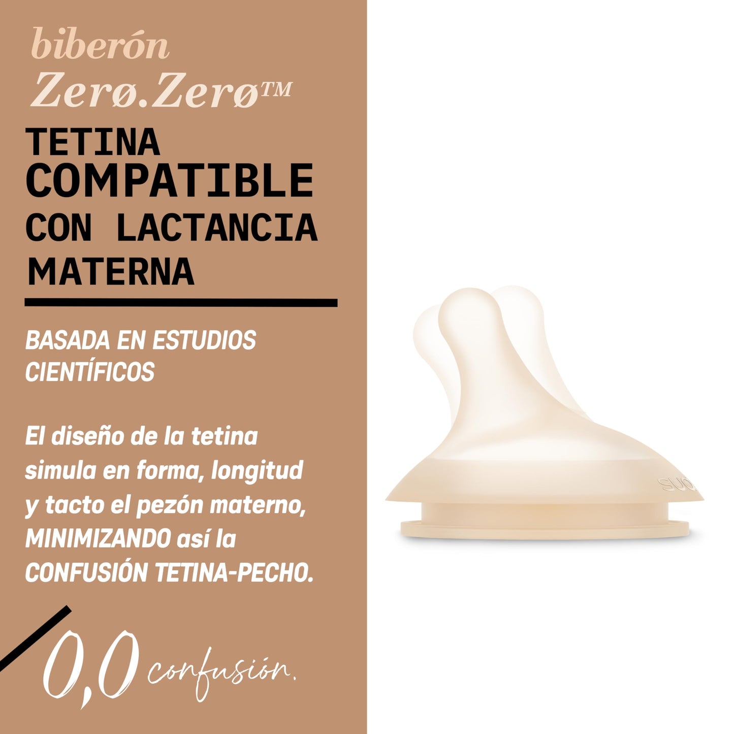 Biberón Anticólico Zero Zero, con Tetina de Flujo Medio (M) de Silicona, Biberón para Bebés +3 Meses