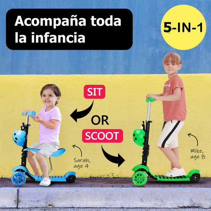 Scooter para Niños con Manillar Ajustable Asiento Extraíble