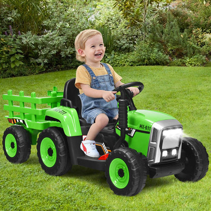 Tractor Electrico para Niños con Remolque, 3 Velocidades y Control Remoto