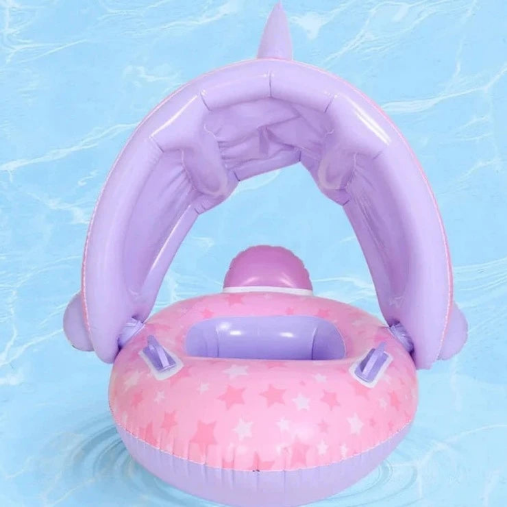 Flotador de natación de unicornio para bebé, anillo inflable, toldo ex, protección solar