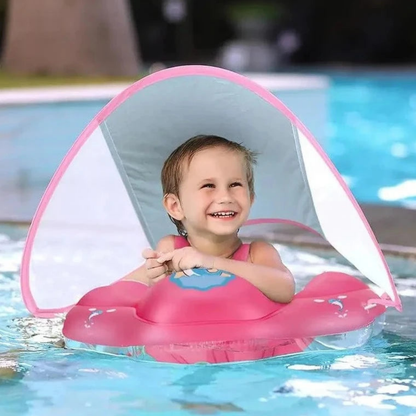 Flotador de natación con dosel para bebé, anillo inflable de PVC para piscina